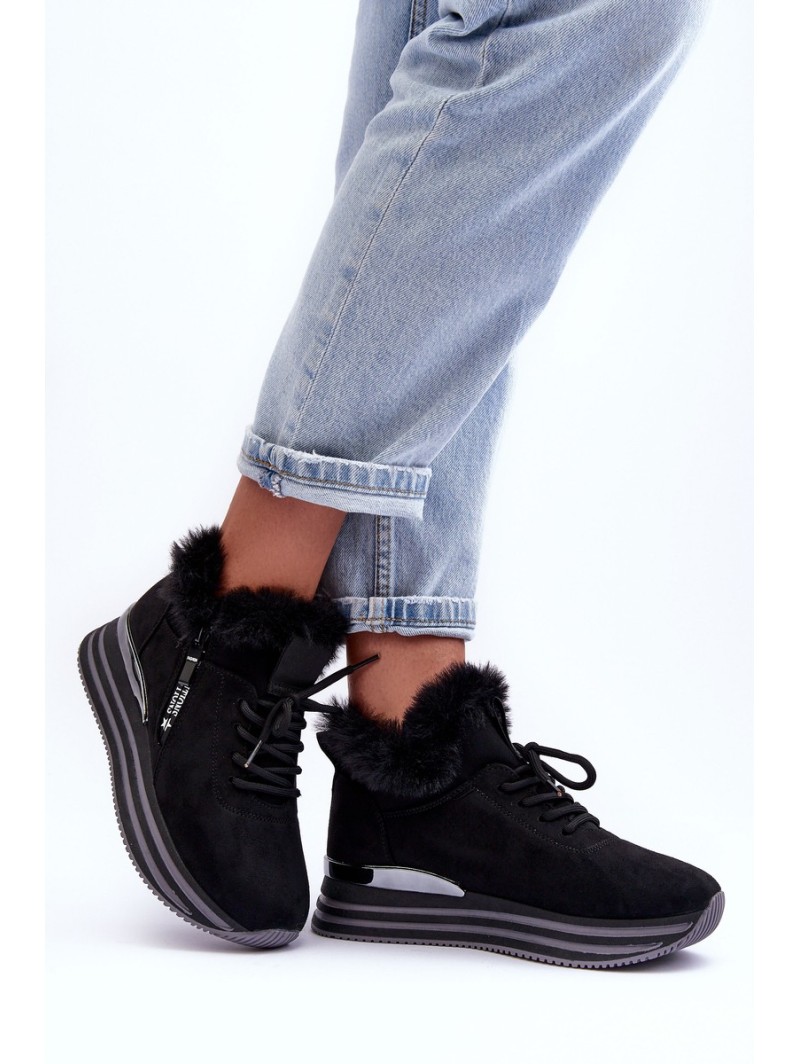 Platform Furry Sports Shoes Black Jamarie