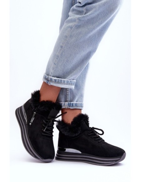 Platform Furry Sports Shoes Black Jamarie