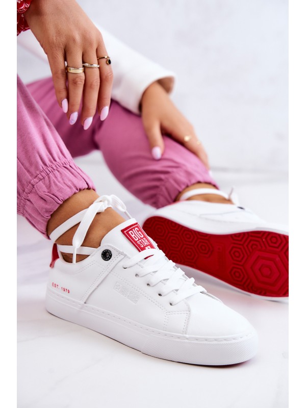 Leather Sneakers Big Star JJ274212 White and Red