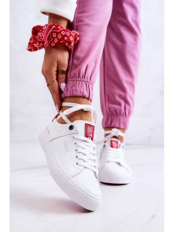 Leather Sneakers Big Star JJ274212 White and Red 2