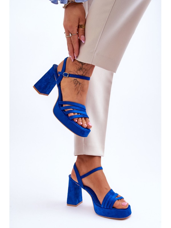 Women's Suede Platform Sandals Blue Verda 2