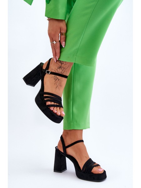Women's Suede Platform Sandals Black Verda