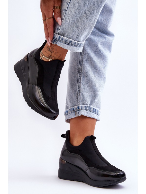 Women's Slip-On Wedge Sneakers Black Farro