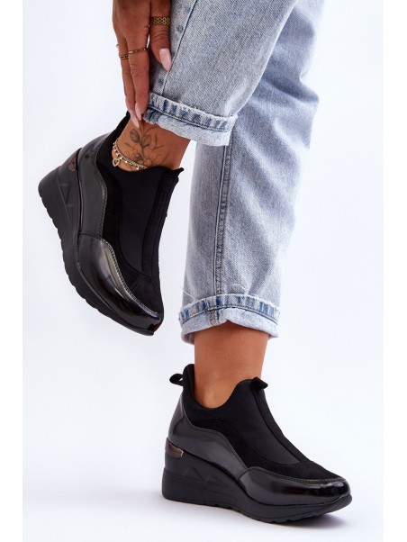 Women's Slip-On Wedge Sneakers Black Farro