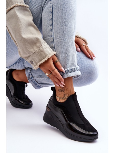 Women's Slip-On Wedge Sneakers Black Farro