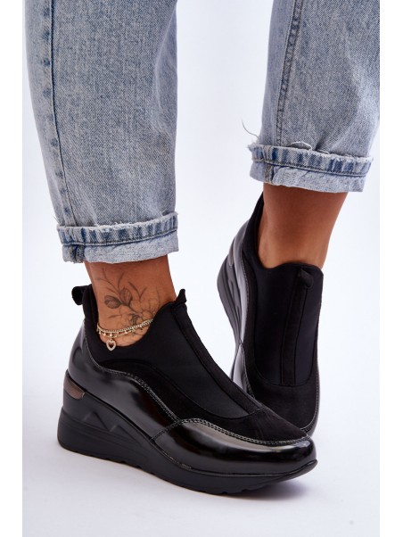 Women's Slip-On Wedge Sneakers Black Farro
