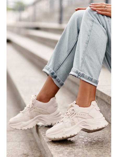 Women's Chunky Sports Sneakers Beige Toderus