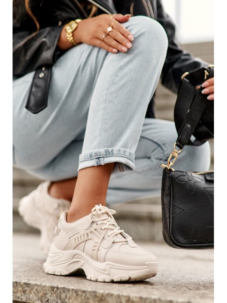 Women's Chunky Sports Sneakers Beige Toderus