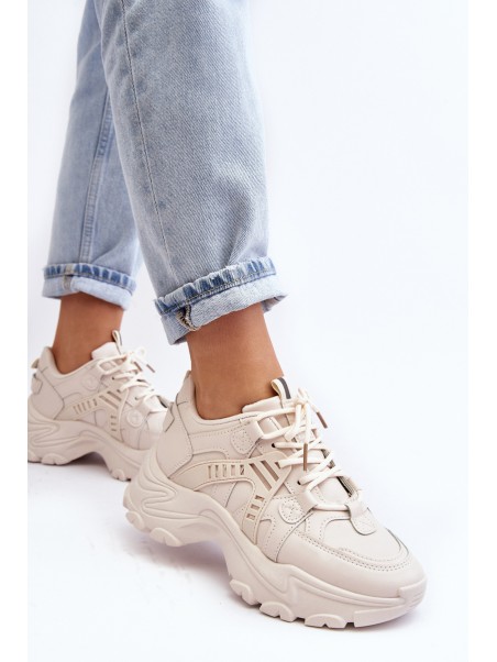 Women's Chunky Sports Sneakers Beige Toderus