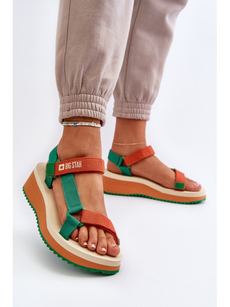 Women's Platform and Wedge Sandals Big Star NN274A053 Green-Orange