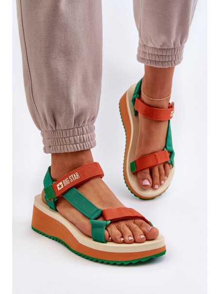 Women's Platform and Wedge Sandals Big Star NN274A053 Green-Orange