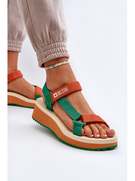 Women's Platform and Wedge Sandals Big Star NN274A053 Green-Orange