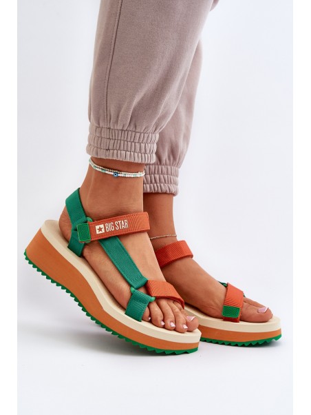 Women's Platform and Wedge Sandals Big Star NN274A053 Green-Orange