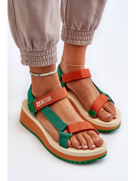 Women's Platform and Wedge Sandals Big Star NN274A053 Green-Orange