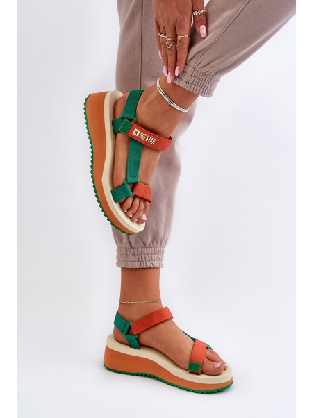 Women's Platform and Wedge Sandals Big Star NN274A053 Green-Orange