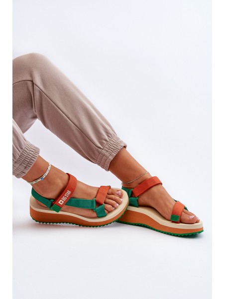 Women's Platform and Wedge Sandals Big Star NN274A053 Green-Orange