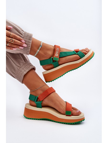Women's Platform and Wedge Sandals Big Star NN274A053 Green-Orange