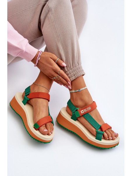 Women's Platform and Wedge Sandals Big Star NN274A053 Green-Orange