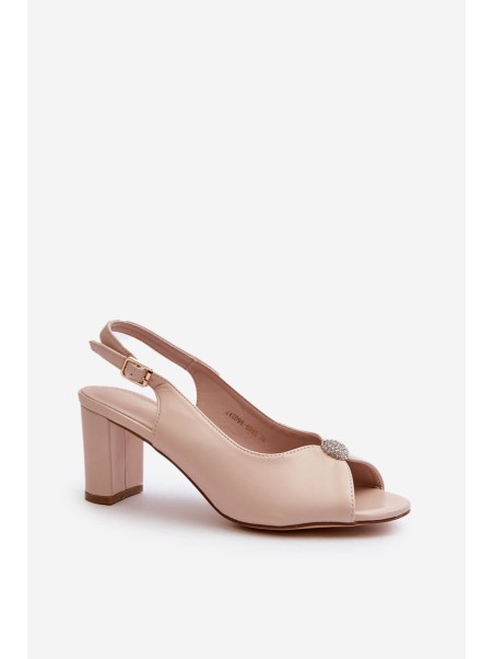 Elegant Sandals with Stiletto Heel and Beige Decoration Trasea