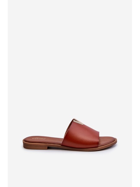 Women's Eco Leather Flat Heel Slippers Brown Maliha