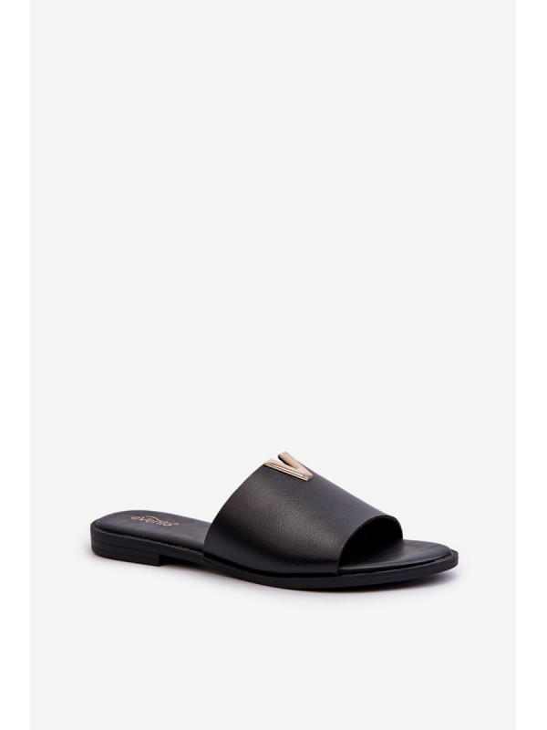 Women's Black Eco Leather Flat Sandals Maliha