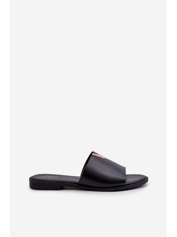 Women's Black Eco Leather Flat Sandals Maliha