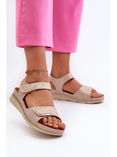 Moteriški smėlio spalvos Velcro sandalai Risanni