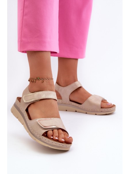 Moteriški smėlio spalvos Velcro sandalai Risanni