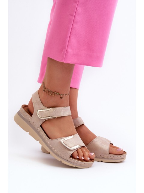 Moteriški smėlio spalvos Velcro sandalai Risanni 2