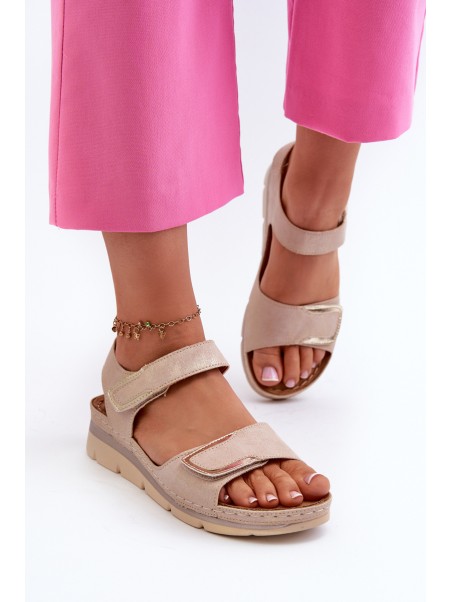 Moteriški smėlio spalvos Velcro sandalai Risanni