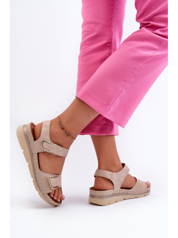 Moteriški smėlio spalvos Velcro sandalai Risanni