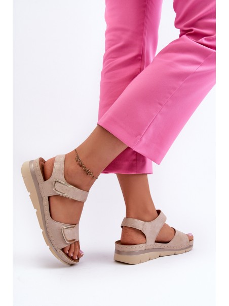 Moteriški smėlio spalvos Velcro sandalai Risanni