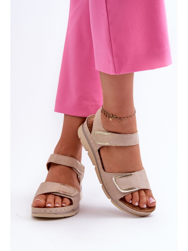 Moteriški smėlio spalvos Velcro sandalai Risanni