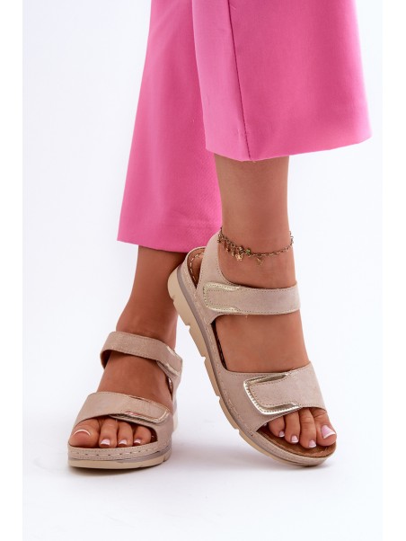Women's Beige Velcro Sandals Risanni
