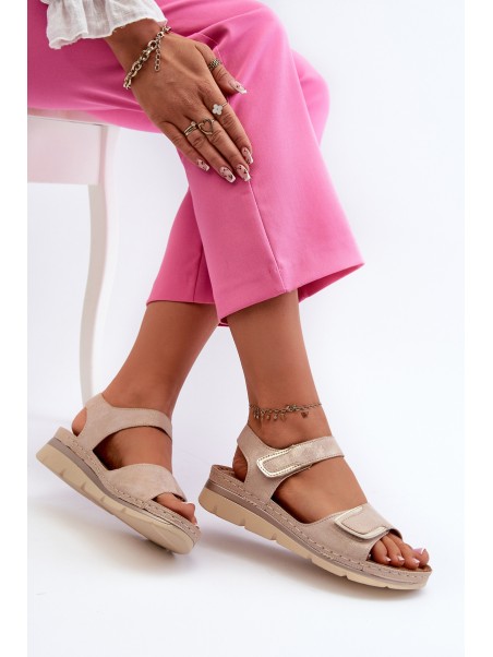Women's Beige Velcro Sandals Risanni