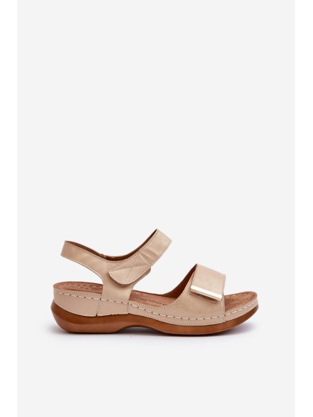 Comfortable Women's Sandals with Velcro Beige Iphiope