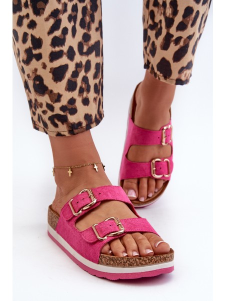 Women's Platform Sandals with Buckles Eco Suede Pink Ursila