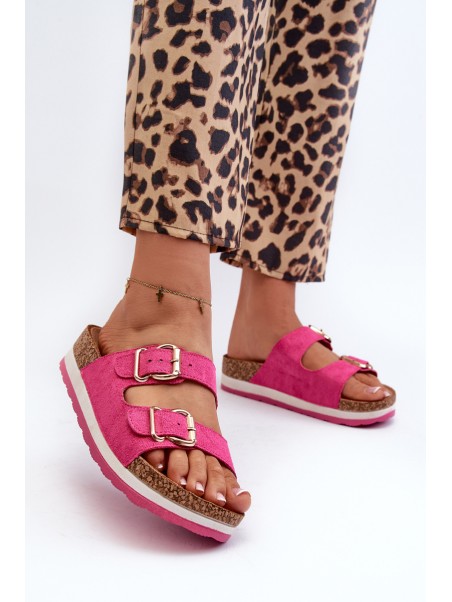 Women's Platform Sandals with Buckles Eco Suede Pink Ursila