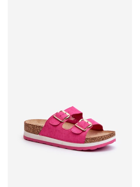 Women's Platform Sandals with Buckles Eco Suede Pink Ursila
