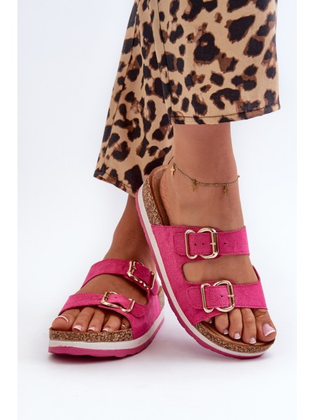 Women's Platform Sandals with Buckles Eco Suede Pink Ursila
