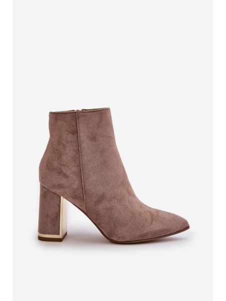 Women's Heeled Boots with Zipper Insulated Eco Suede Beige Mevair
