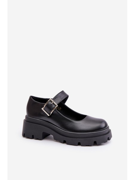 Women's Shoes With Buckle Black Plikuria