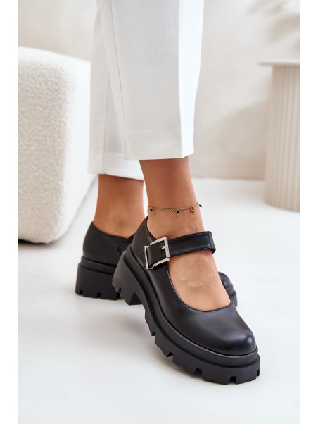 Women's Shoes With Buckle Black Plikuria