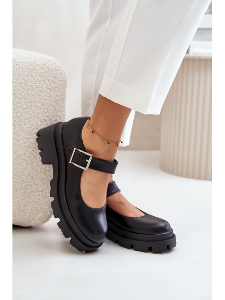 Women's Shoes With Buckle Black Plikuria