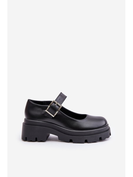 Women's Shoes With Buckle Black Plikuria