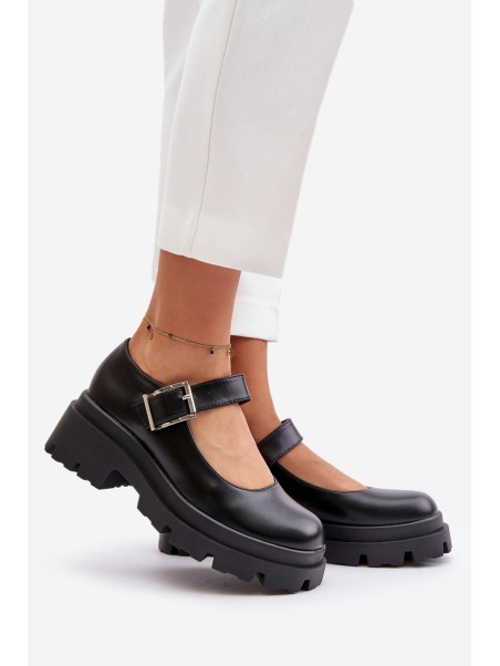 Women's Shoes With Buckle Black Plikuria