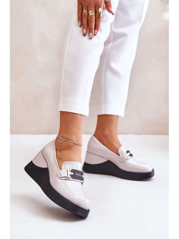 Lacquered Wedge Moccasins Grey Vinceza 58337 2