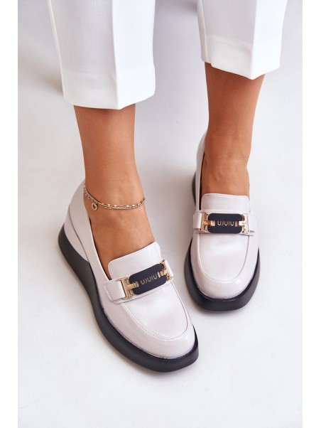 Lacquered Wedge Moccasins Grey Vinceza 58337