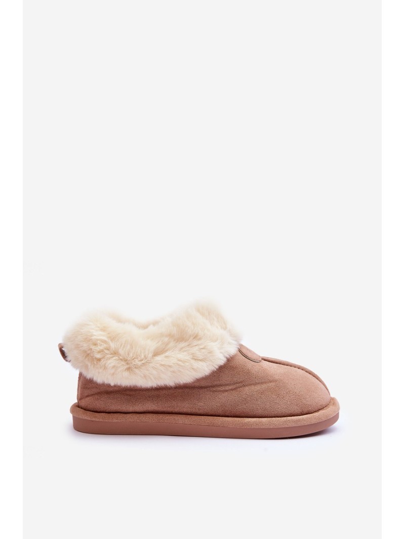 Women's Slippers With Faux Fur Beige Lanoze