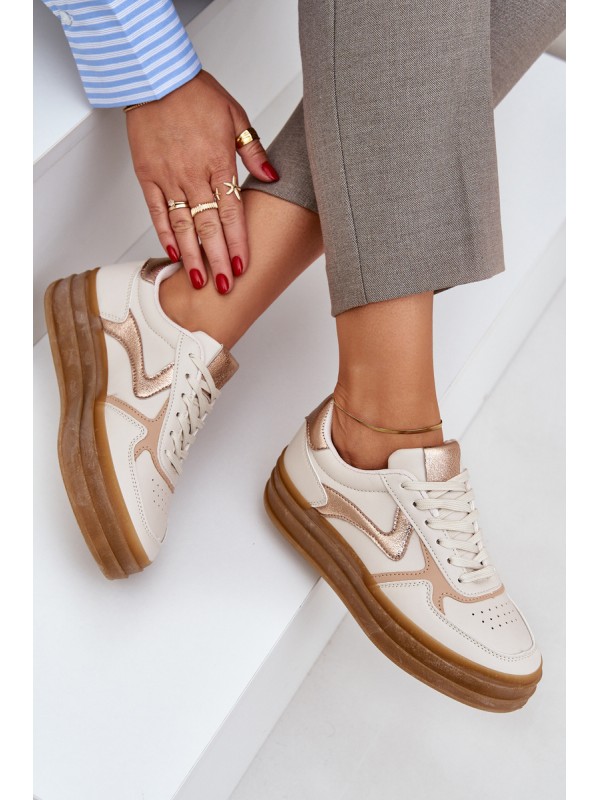 Ladies platform sneakers beige Annines
